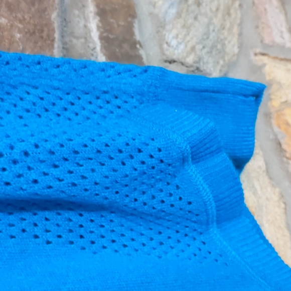 Sweet Romeo Teal Open Stitch Crewneck Sweater - Picture 7 of 11